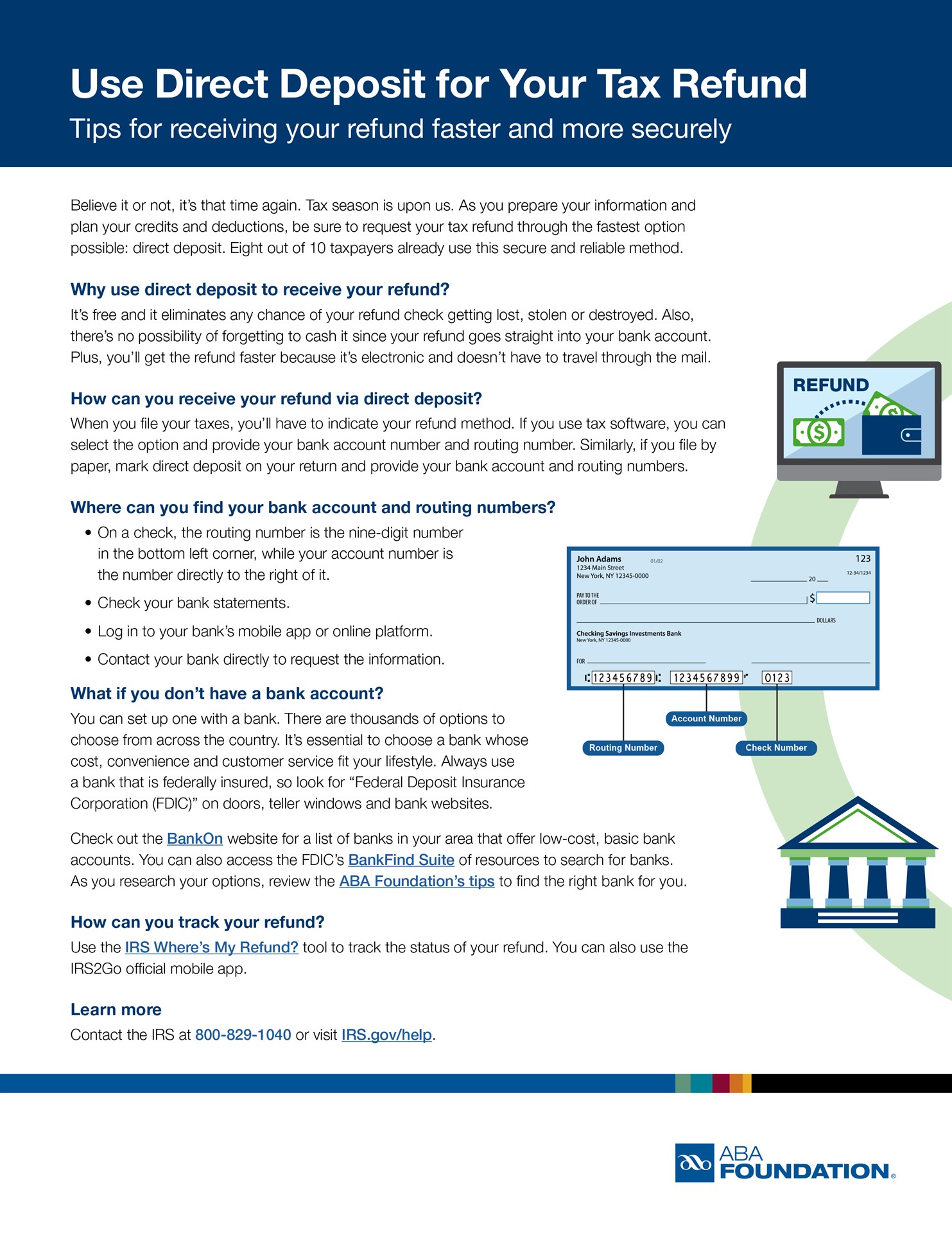 Use Direct Deposit for Your Tax Refund